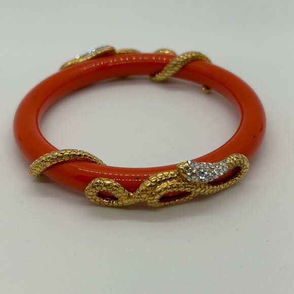 Coral Snake Bangle Bracelet Gold Snake Serpent Crystals Animal Wrap Statement - Picture 5 of 10
